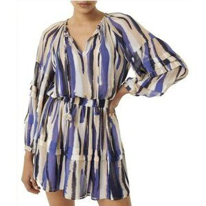 MISA LOS ANGELES Karlina Striped Mini Dress Blue Tan White Size Medium
